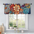 Boho Flower Kitchen Curtains Colorful Oil Painting Flowers Design by BrilliStar