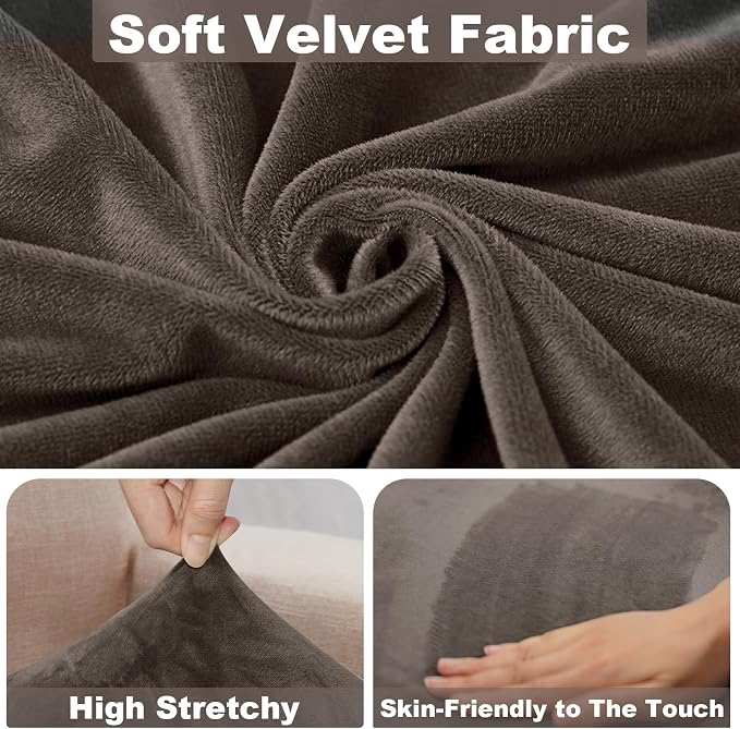 NAISI Sectional Couch Cover 1 Piece Velvet Separate Chaise Lounge Cover Soft - Image 3