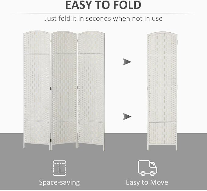 HOMCOM Room Divider 3 Panel, 6FT Tall Folding Privacy Screen, Freestanding - Image 3