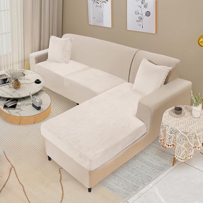 NAISI Sectional Couch Cover 3 Pieces Velvet Separate Couch Cushion Covers L - Image 2