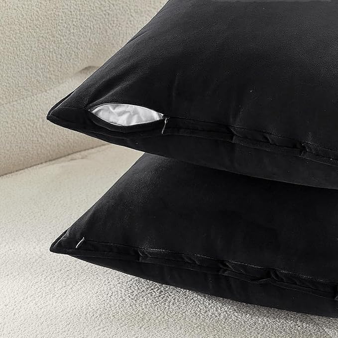 MIULEE Black Velvet Throw Pillow Covers 24x24 Soft Decorative Solid Square Euro - Image 6