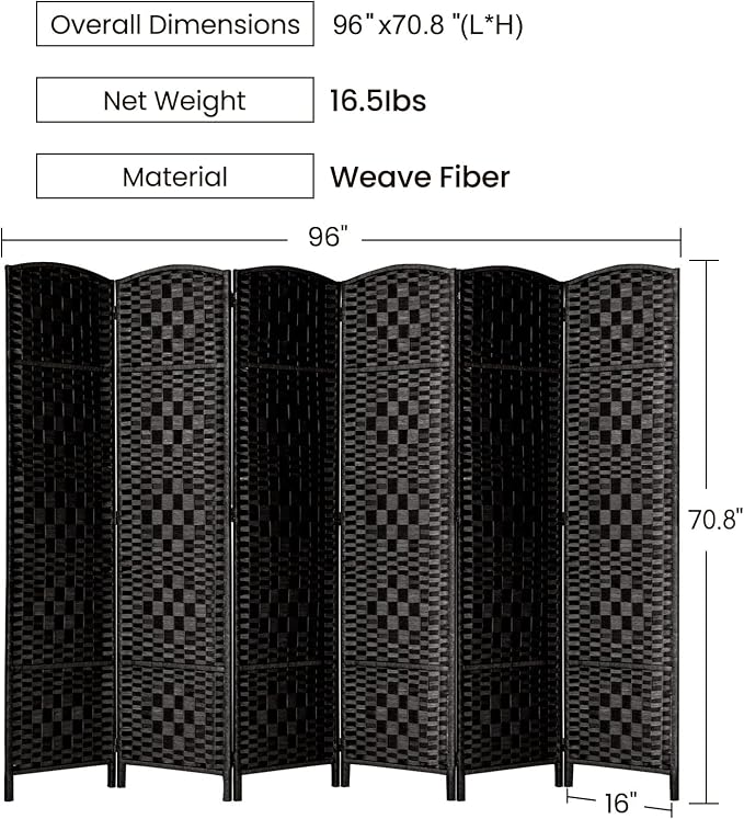 Rose Home Fashion Room Divider, 6 ft Tall Room Dividers and Folding Privacy - Image 3