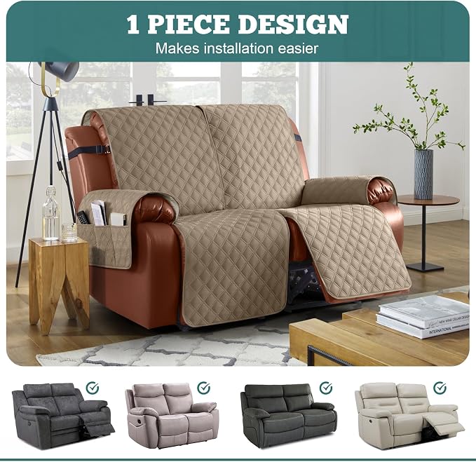Ruaozz Waterproof Recliner Sofa Covers, 1-Piece Reclining Couch Covers Non-Slip - Image 3