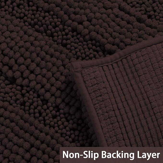 Turquoize Chenille Bath Rugs Shaggy Bathroom Rugs Non Slip Bath Mat - Image 4