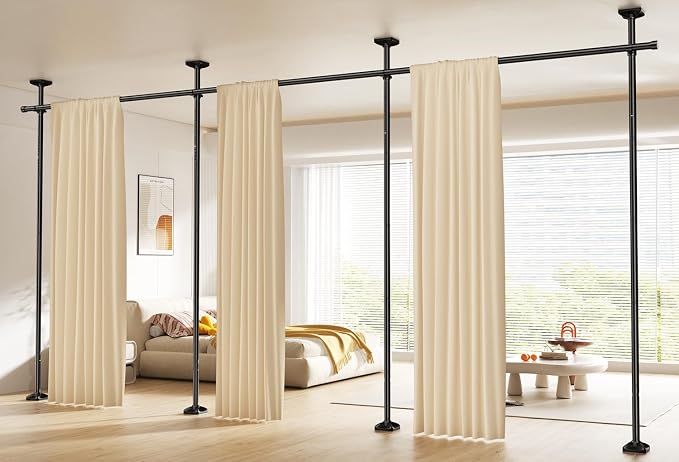 SUNALLY Room Divider Curtain Rod, No Drilling Wall Divider by SUNALLY