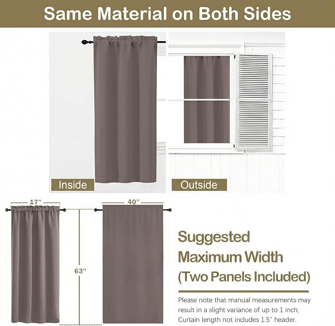 OVZME Latte Blackout Curtains for Bedroom 63 Inch Length 2 Panels, Protect - Image 2