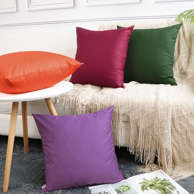 Thmyo 4-Pack 100% Cotton Comfortable Solid Decorative Throw Pillow Case - Image 2