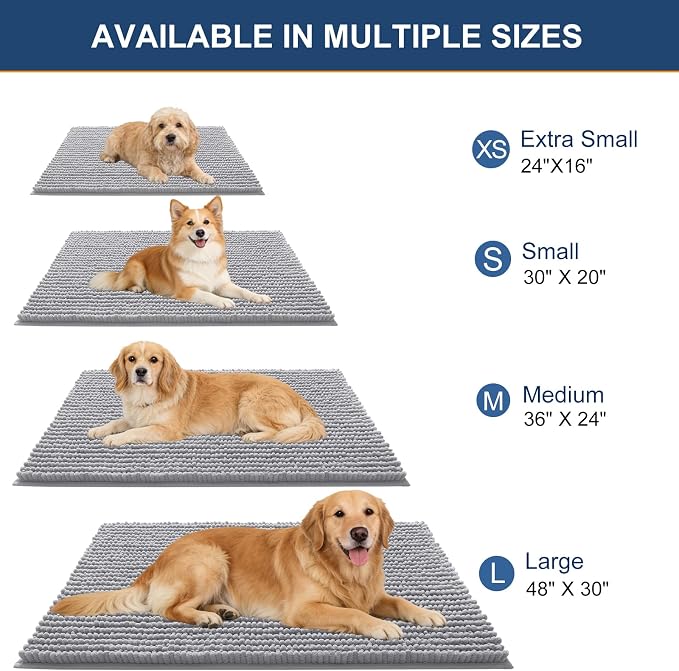 OLANLY Dog Door Mat for Muddy Paws 47x17, Ultra Absorbent Chenille Mud Doormat - Image 2