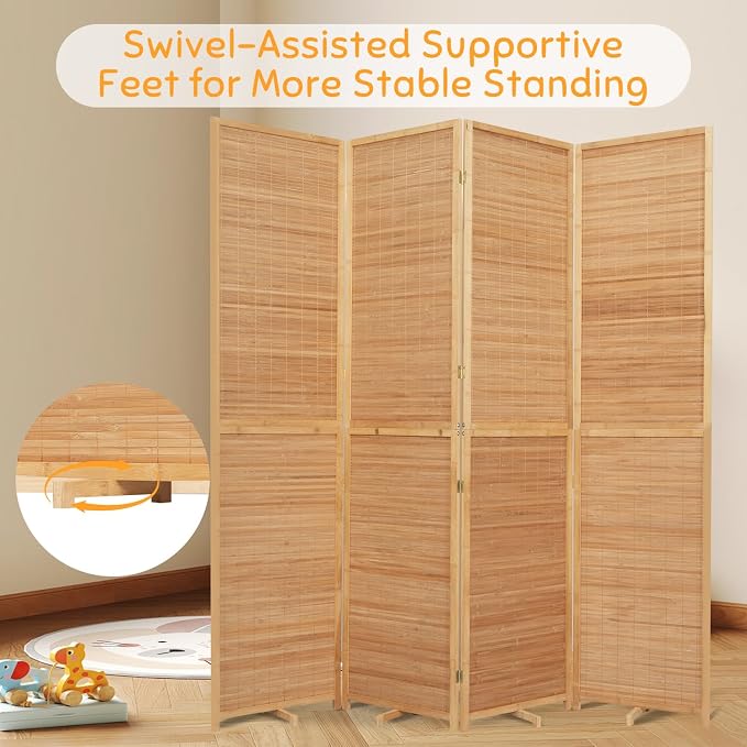 Bamboo Room Divider Folding Privacy Screens, Wall Divider - Image 5
