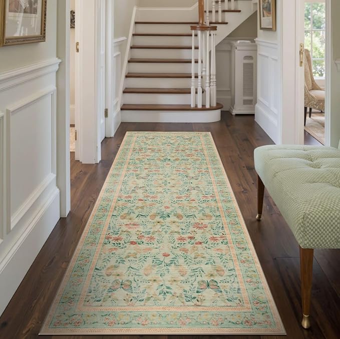 Rugxara 2x5 Floral Runner Rug, Washable Runners by Rugxara