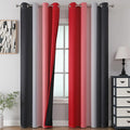 Black and Red 100% Blackout Curtains 84 Inches Long, Ombre Blackout Drapes by ESTELARTEXTILER