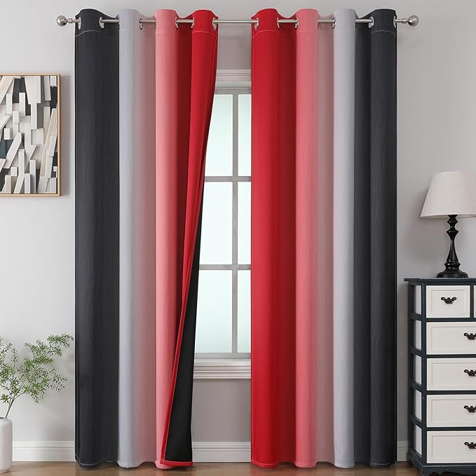 Estelar Textiler Red and Black Blackout Curtains by ESTELARTEXTILER