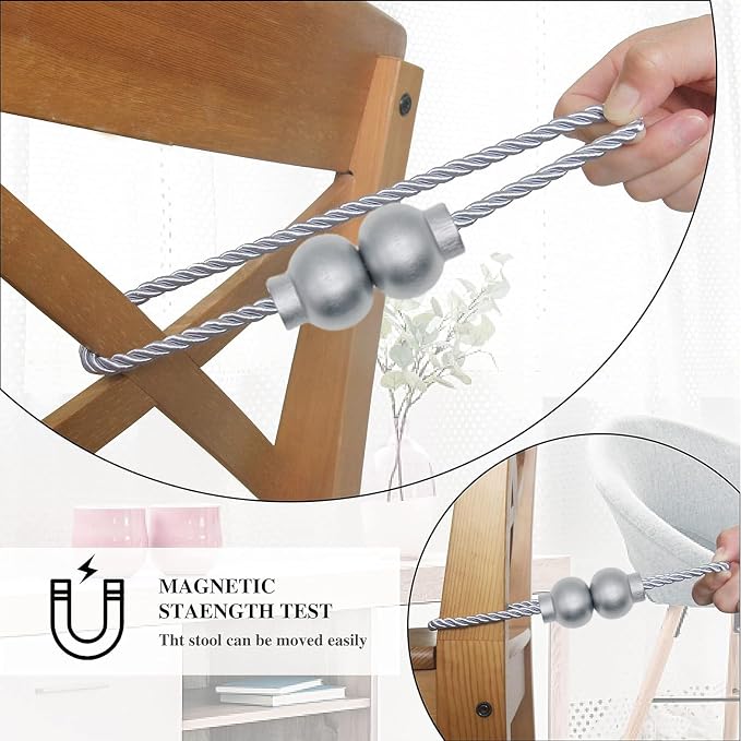 4 Pack Magnetic Curtain Tiebacks Modern Handmade Rope Curtain Tie Backs - Image 6