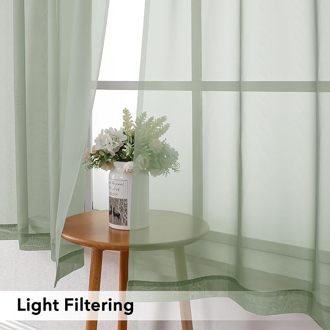 Simplebrand Rod Pocket Top Solid Voile Sheer Curtains - Image 3