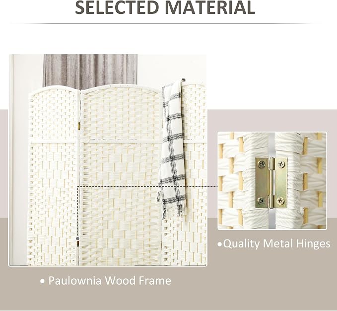 HOMCOM Room Divider, 6 Ft 6 Panel Folding Privacy Screen, Hand-Woven PP Wall - Image 5