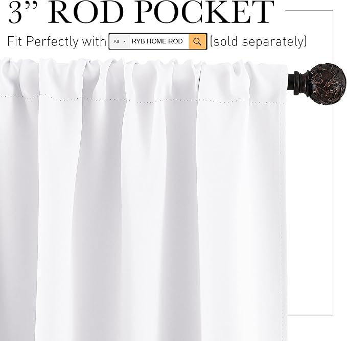 RYB HOME Cafe Curtains 30 inch Length, Short Light UV Heat Blocking Energy - Image 2