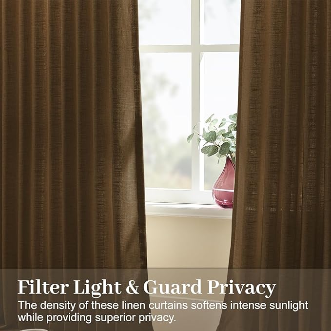 Pinch Pleated Linen Curtains 84 Inch Length 2 Panels Set, Light Filtering Linen - Image 2