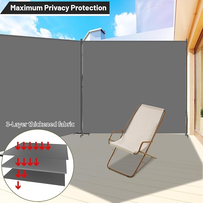 Room Divider, 72x72Inch Large Single Panel Privacy Screen - Image 2