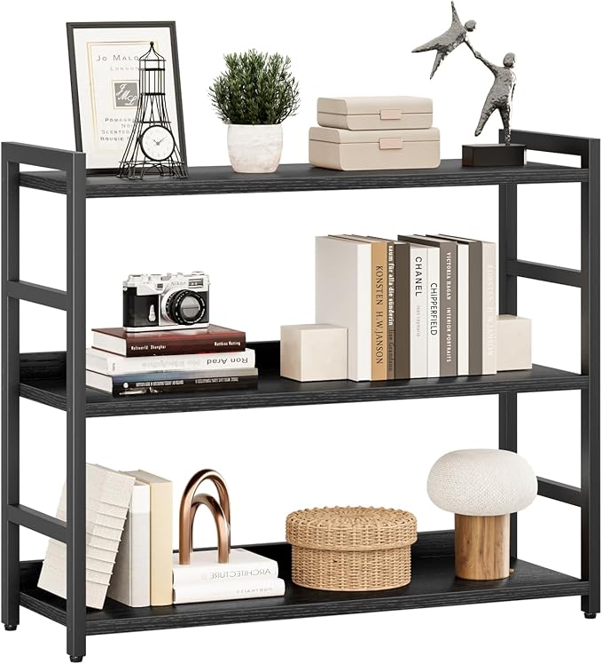 NUMENN Wide Bookshelf, 3 Tier Bookshelves, Home Office Bookcase Shelf Storage by NUMENN
