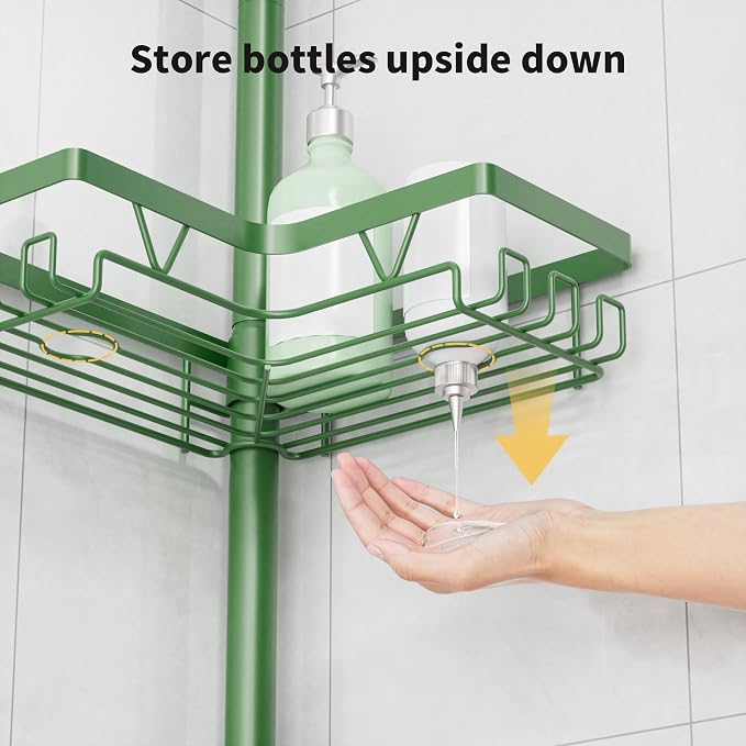 KEGII Shower Caddy Tension Pole, 4-Tier Rustproof Adjustable Corner Bathroom - Image 5