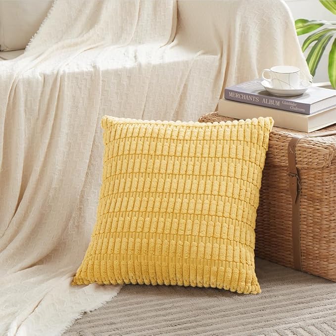 Fancy Homi 4 Packs Yellow Spring Decorative Throw Pillow Covers 16x16 Inch - Image 2