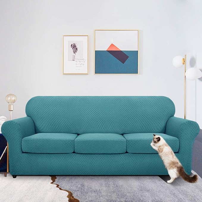 MAXIJIN 4 Piece Couch Covers for 3 Cushion Couch Super Stretch Non Slip Couch - Image 2
