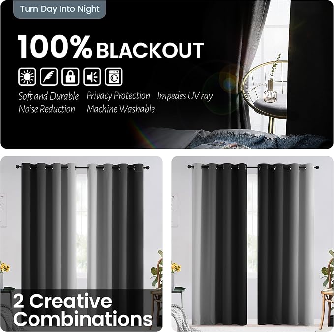SimpleHome Ombre 100% Blackout Curtains - Image 5