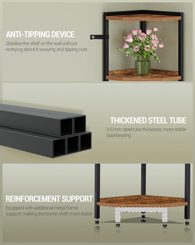Hzuaneri Corner Shelf Stand, Corner Bookshelf, Storage Standing Shelf Unit - Image 7