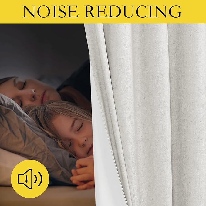 NICETOWN 100% Blackout Linen Texture Curtains 80 inches Long, Thermal Insulated - Image 4