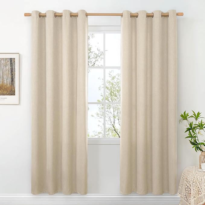 BGment Oatmeal Linen Curtains for Living Room 78 Inch Length 2 Panels Set by BGment
