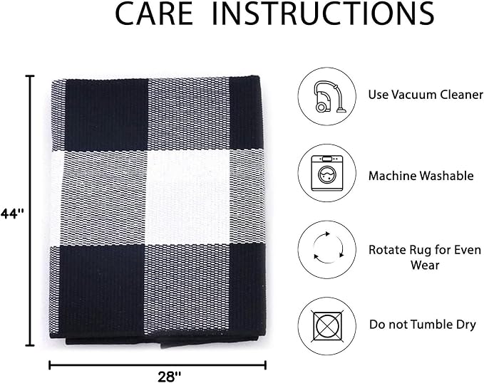 IOHOUZE Cotton Buffalo Plaid Check Rug Outdoor Doormat 27.5 x 43 Inches - Image 2