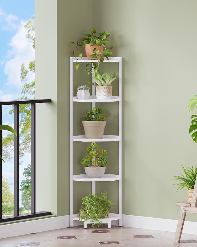 Hzuaneri Corner Shelf Stand, Corner Bookshelf, Storage Standing Shelf Unit - Image 7