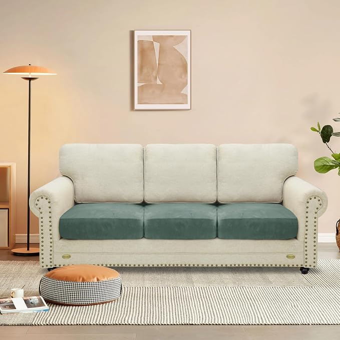 MAXIJIN Velvet Stretch Cushion Covers Fitted Couch Cushion Slipcovers Sofa Seat - Image 2
