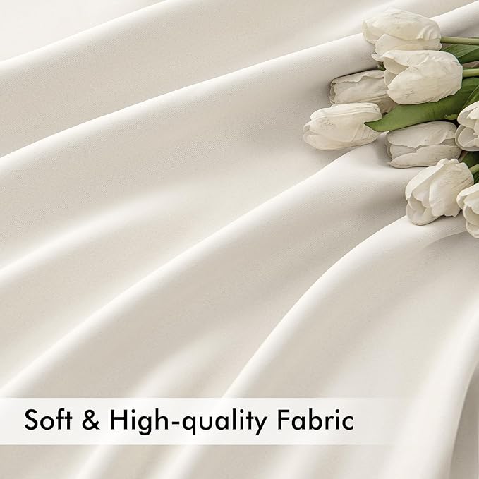 MIULEE Ivory Back Tab Blackout Curtains 90 Inches Long 2 Panels Set - Image 6