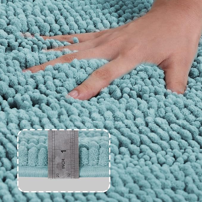 Turquoize Chenille Bathroom Rugs Set - Image 3