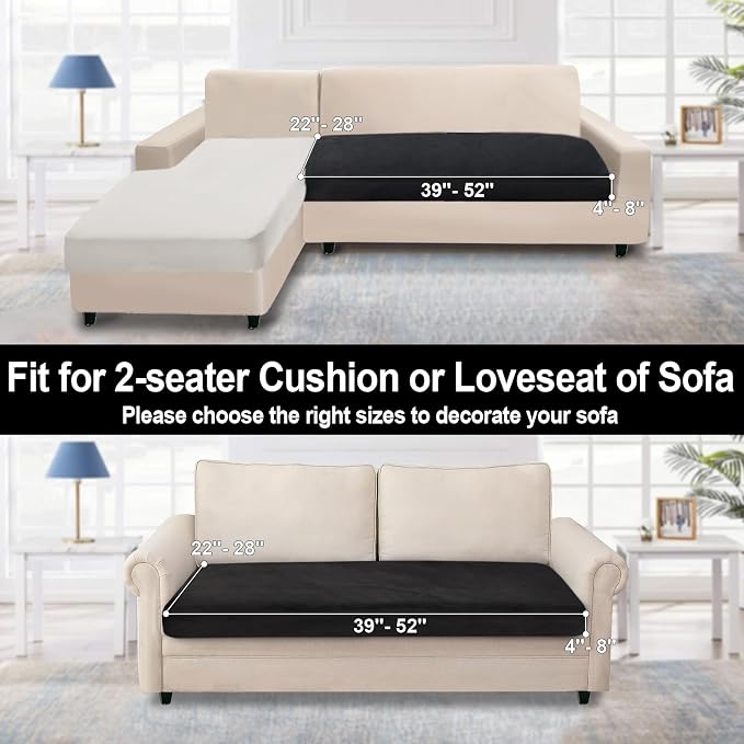 NAISI Couch Cushion Covers 1 Piece Velvet Stretch Loveseat Cover or 2 Seat Sofa - Image 4