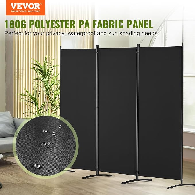 VEVOR Room Divider, 3 Panel Room Dividers and Folding Privacy Screens, Fabric - Image 2