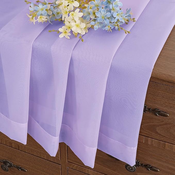 Lavender Sheer Curtains Tier 30 Inches Length 2 Panels, Light Filtering - Image 6