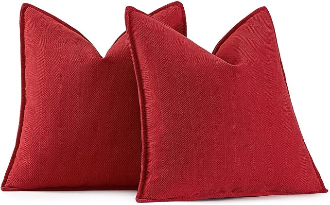 MIULEE Pack of 2 Red Decorative Pillow Covers 16x16 Inch Soft Chenille - Image 9