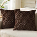 decorUhome Throw Pillow Covers 26x26 Inch Set of 2, Soft Plush Faux Wool Dark by decorUhome