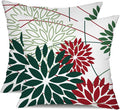 DFXSZ Green and Red Floral Pillow Covers 18x18 Set of 2 Outdoor Waterproof by DFXSZ
