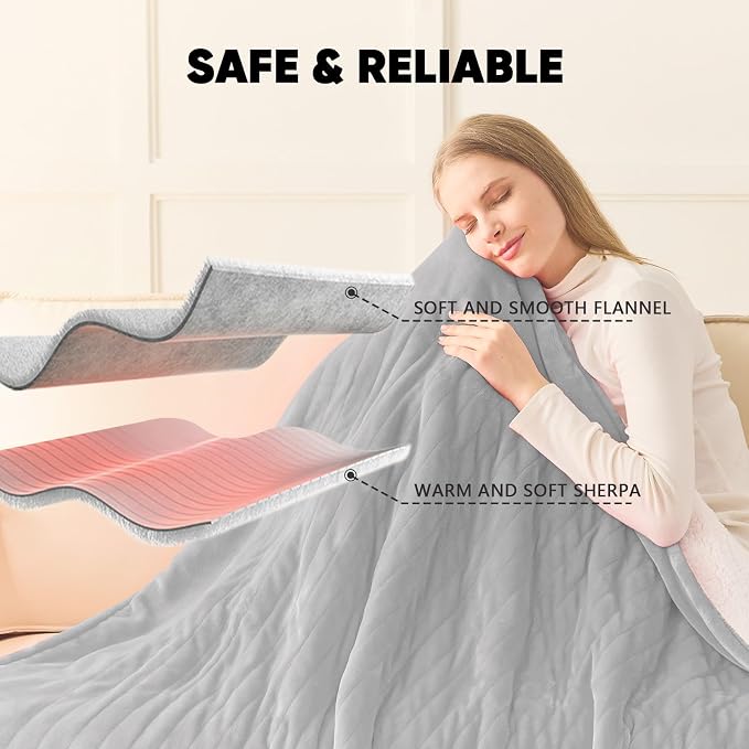greenoak Heated Blanket Electric Throw 50"X60", Heating Blanket - Image 7