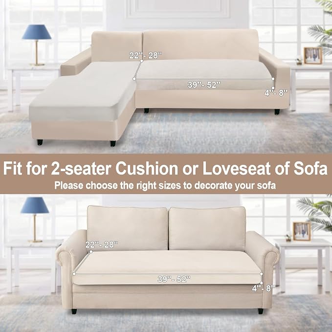 NAISI Couch Cushion Covers 1 Piece Velvet Stretch Loveseat Cover or 2 Seat Sofa - Image 4