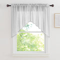 RYB HOME Linen Textured Wave Pattern Sheer Valance Curtains, Contemporary Semi by RYBHOME