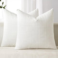 MIULEE Decorative Linen Check Euro Shams Throw Pillow Covers Neutral Farmhouse by MIULEE