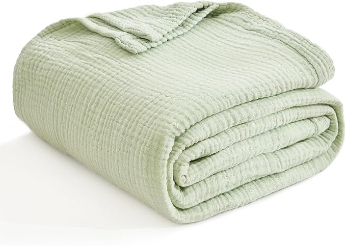 EMME Cotton Muslin King Blanket Bed Layering Breathable Gauze Blanket Soft - Image 7