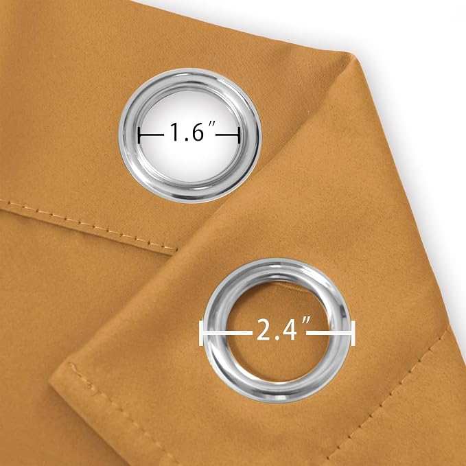 LEMOMO Mustard Yellow Thermal Blackout Curtains/42 x 95 Inch/Set of 2 Panels - Image 5