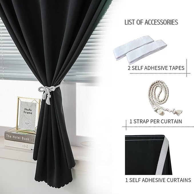 Adhesive Blackout Curtains- Self Stick Curtain No Rod Needed Easy to Hang - Image 2