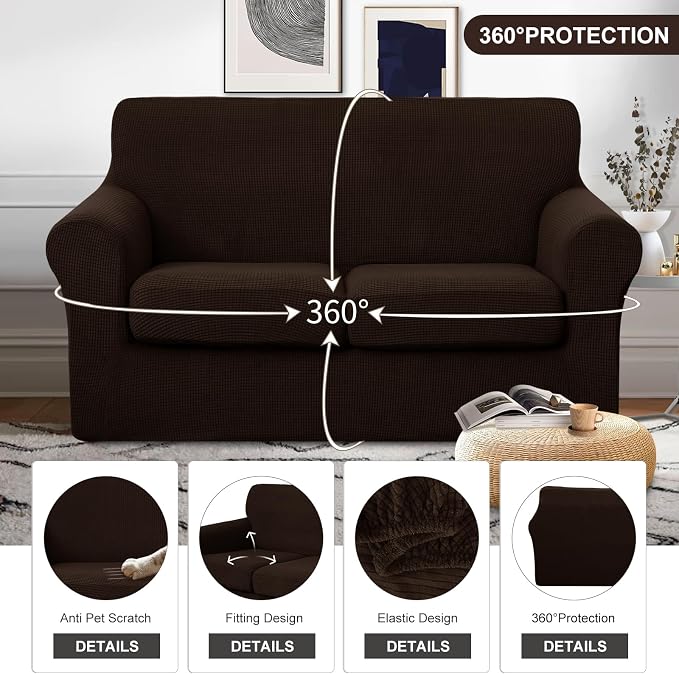 U-NICE HOME 3 Pieces Stretch Loveseat Couch Cover Sofa Cover Washable Sofa - Image 4