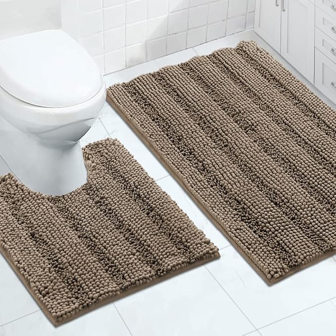 Turquoize Chenille Bathroom Rugs Set Non-Slip Bath Mats by Turquoize